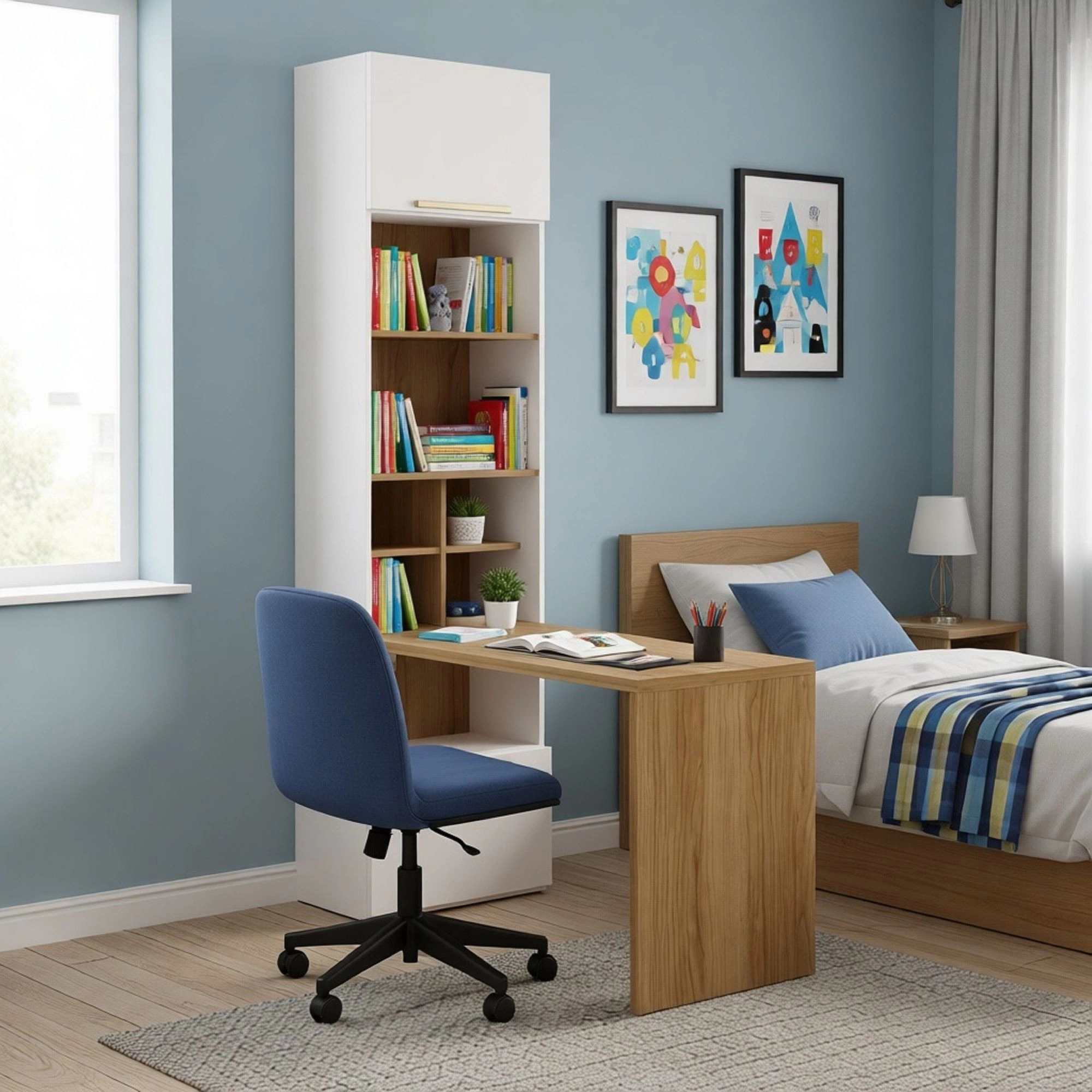 Стол письменный правый со стеллажом G7E (др.ручки)