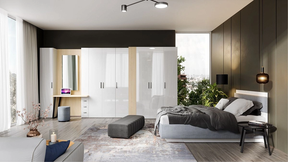 Шкаф переходный со стеллажом Chelsea белая