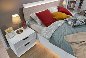Кровать двуспальная Chelsea,Rimini белая с подъемным механизмом 180х200