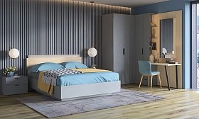 Кровать двуспальная 180х200 Chelsea,Rimini серая с подъемным механизмом