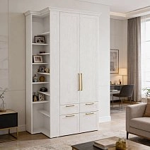 Шкаф двухстворчатый Montreal белый со стеллажом и карнизом