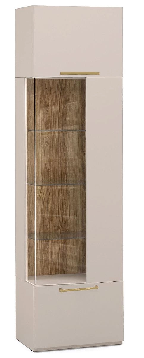 Шкаф-витрина левый в.2134 (беж) др.ручки+свет.J63