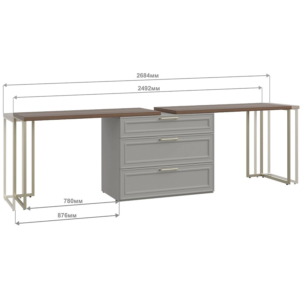 Комод Montreal серый с двумя столами