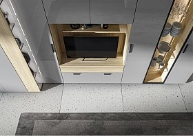 Шкаф переходный со стеллажом Челси серая