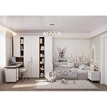 Стол письменный Montreal белый со стеллажом