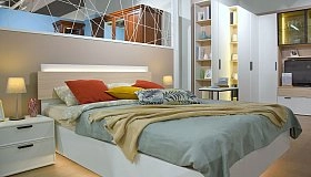 Кровать полутороспальная Chelsea,Rimini белая с подъемным механизмом 140х200
