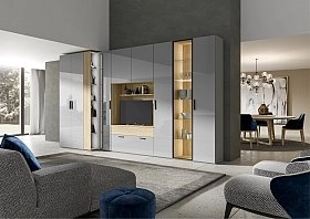 Шкаф переходный со стеллажом Челси серая