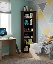 Стеллаж угловой Александрия Орех с карнизом