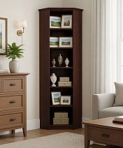 Стеллаж угловой Александрия Орех с карнизом