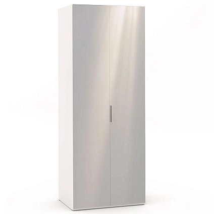 Шкаф двухстворчатый Сохо белая с зеркалами