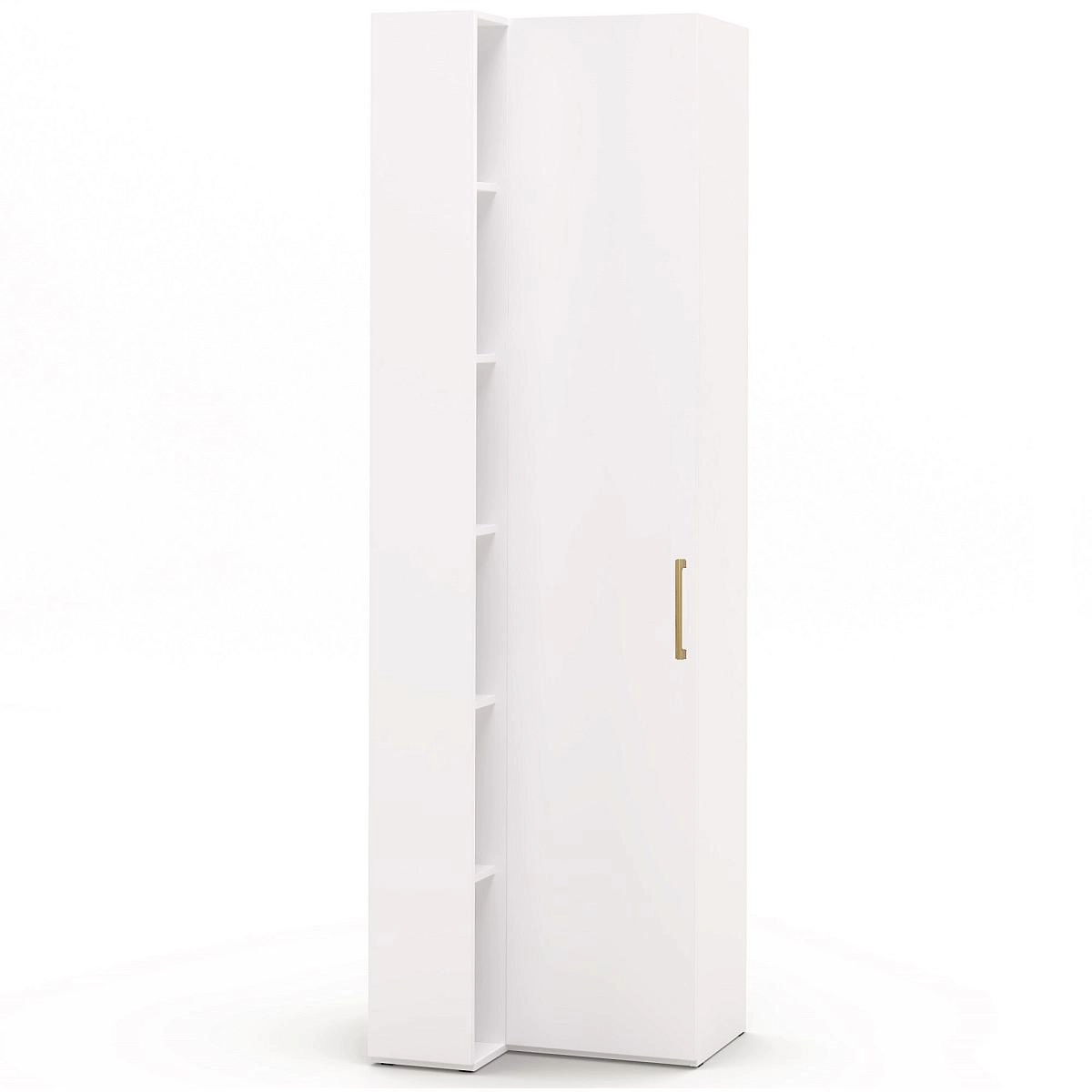 Шкаф перех.(бел.)со стеллажом(бел) 608/400 (др.ручка)