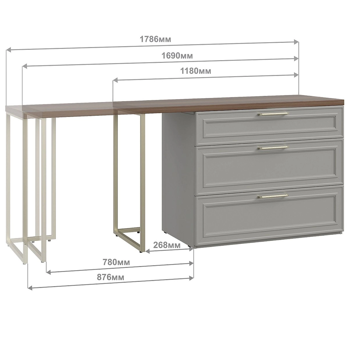 Комод Montreal серый со столом