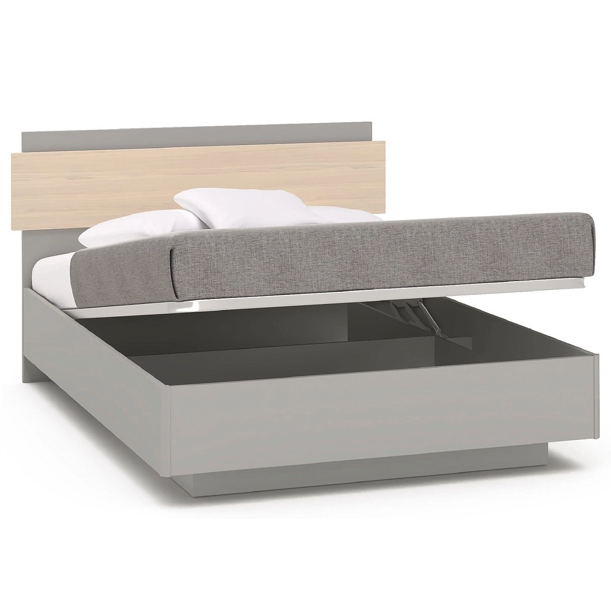 Кровать полутораспальная 140х200 Челси,Римини серая с подъемным механизмом