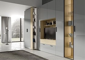 Шкаф переходный со стеллажом Челси серая