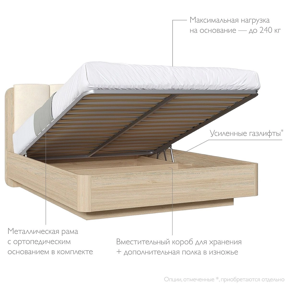 Кровать двуспальная 160х200 Charm,Next с подъемным механизмом