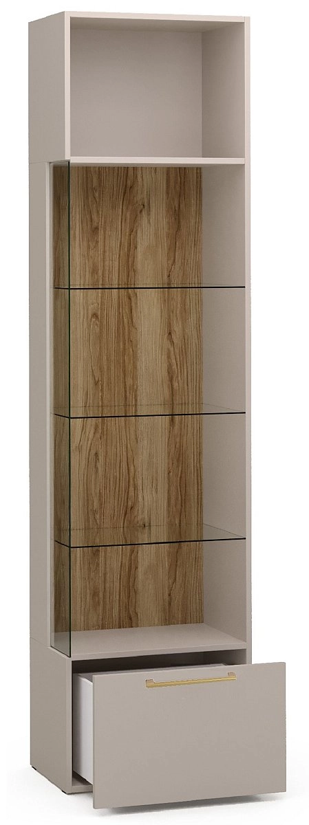 Шкаф-витрина левый в.2134 (беж) др.ручки+свет.J63