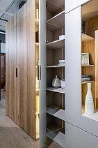 Шкаф переходный со стеллажом Сохо беж