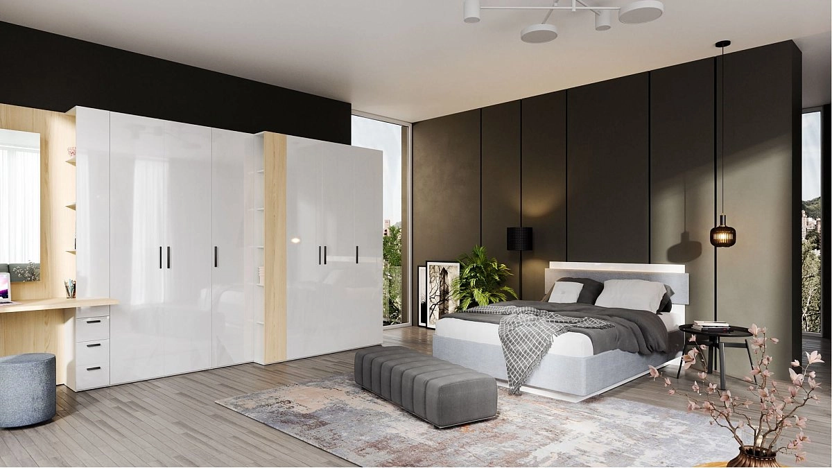 Шкаф переходный со стеллажом Chelsea белая