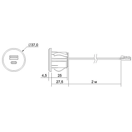 USB-розетка Монреаль,Некст,Римини,Челси,Шатура USB+Type C