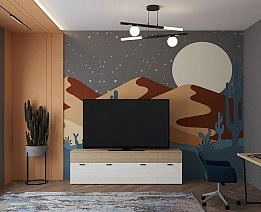 Тумба ТВА 3ящ., 2дв. дл.2076 (туя)+2полки стек.YHB