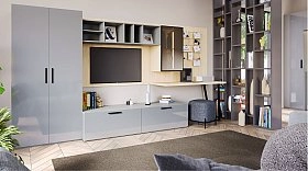 Секция навесная 1дв.стек., стек.полка в.766+свет.JJ13