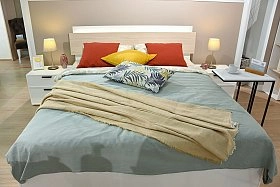 Кровать двуспальная Chelsea,Rimini белая с подъемным механизмом 180х200